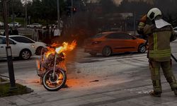 Ankara’da korkutan anlar: Batıkent’te motosiklet alev aldı