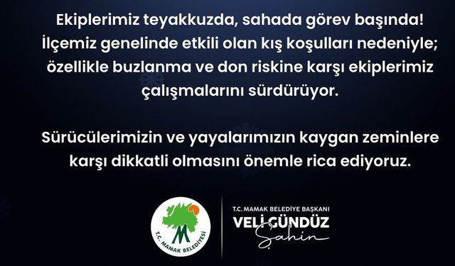 Ankara Mamak’ta kış mesaisi: Ekipler buzlanmaya karşı sahada