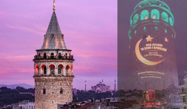 Galata Kulesi Ramazan’a büründü! İstanbul silueti renklendi