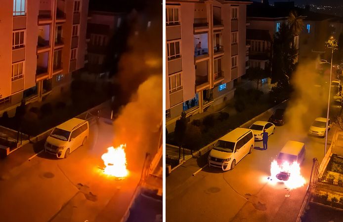 Ankara’da son dakika: Silah sesleri sonrası araç alev aldı