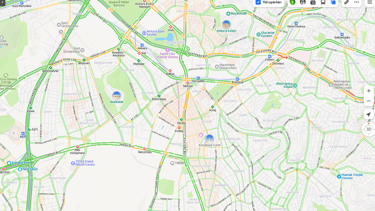 15 Şubat Anlık Trafik Haritası