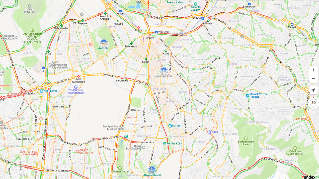 18 Şubat Ankara Trafik Haritası