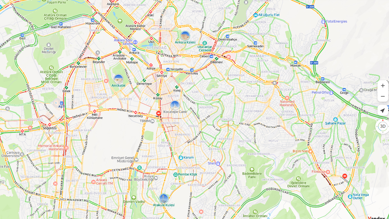 Ankara Trafik Haritası 11 Şubat