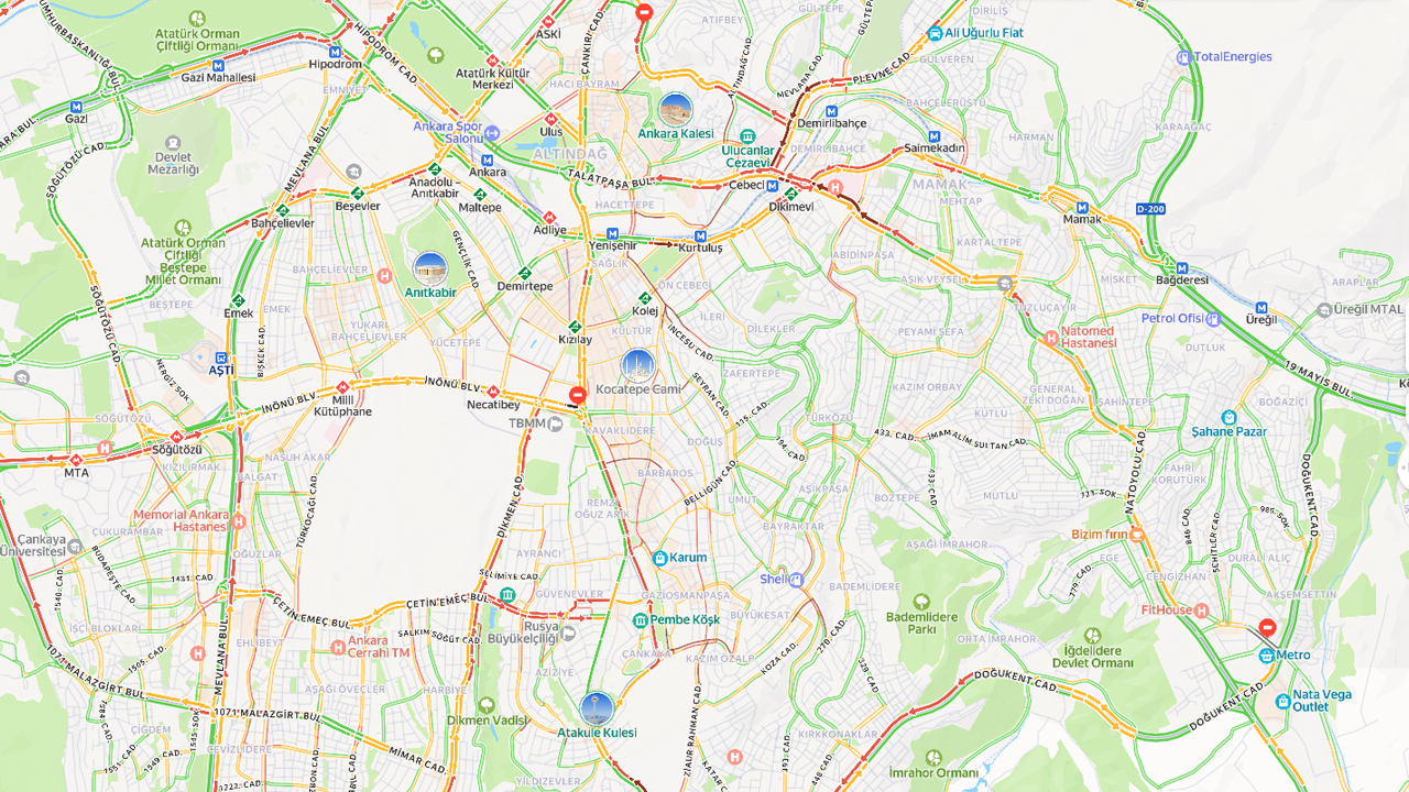 Ankara Trafik Haritası 9 Şubat