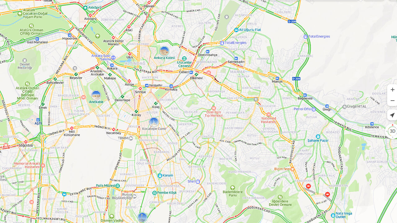 23 Şubat Ankara Trafik Haritası