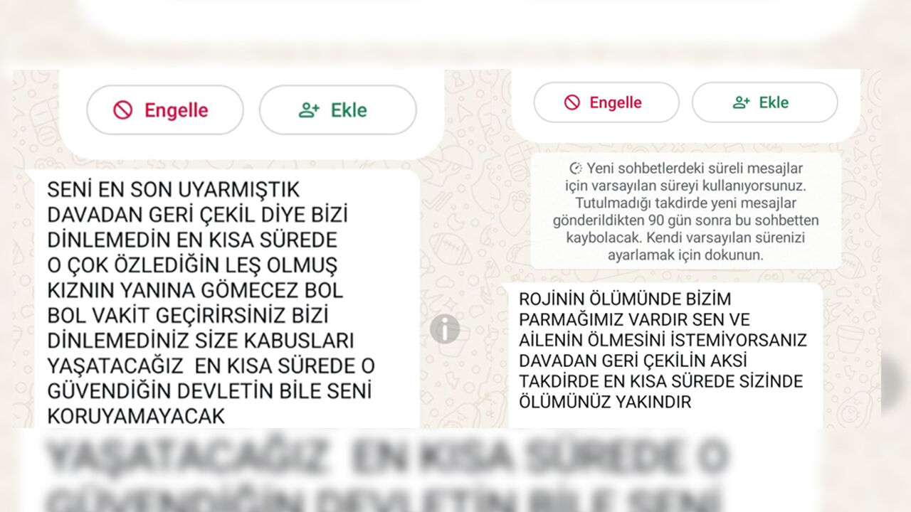 Rojin Kabaiş'in Babasına Gelen Tehdit Mesajları